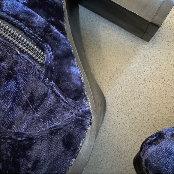 Blue Velvet Knee-High Boots - Picture 14 of 14